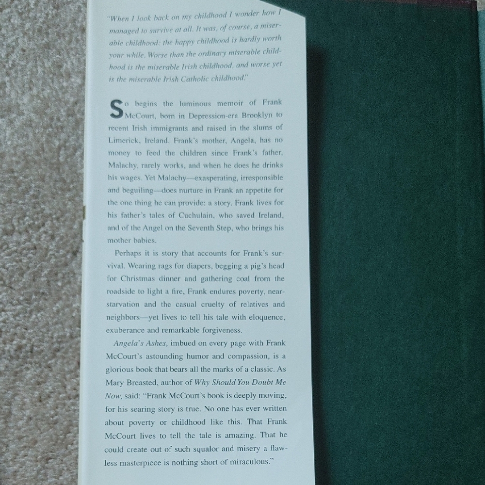 Angela's Ashes by Frank McCourt - Hardcover Book - Picture 3 of 3